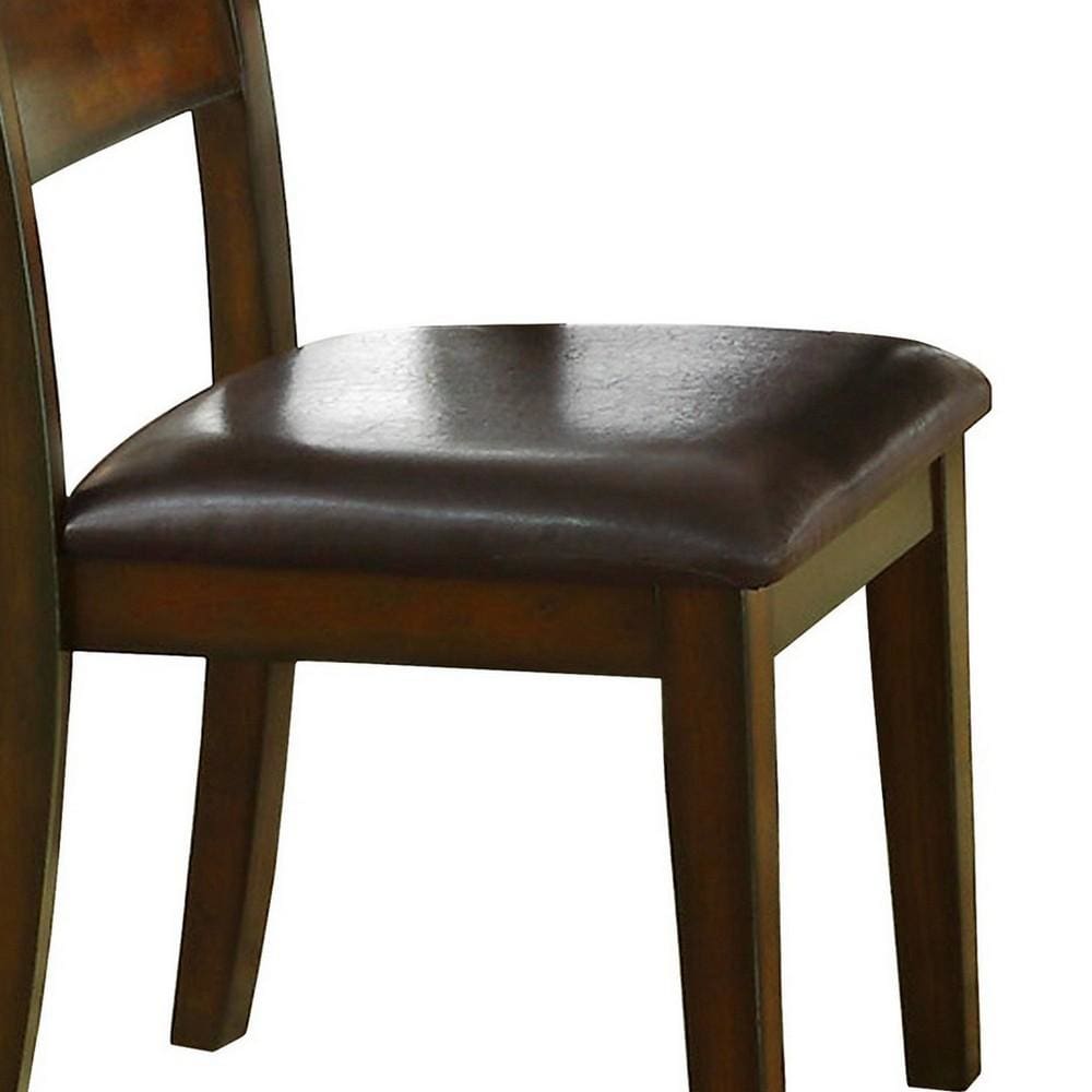 19 Ladder Back Leatherette Side Chair Set of 2 Brown By Casagear Home BM219924