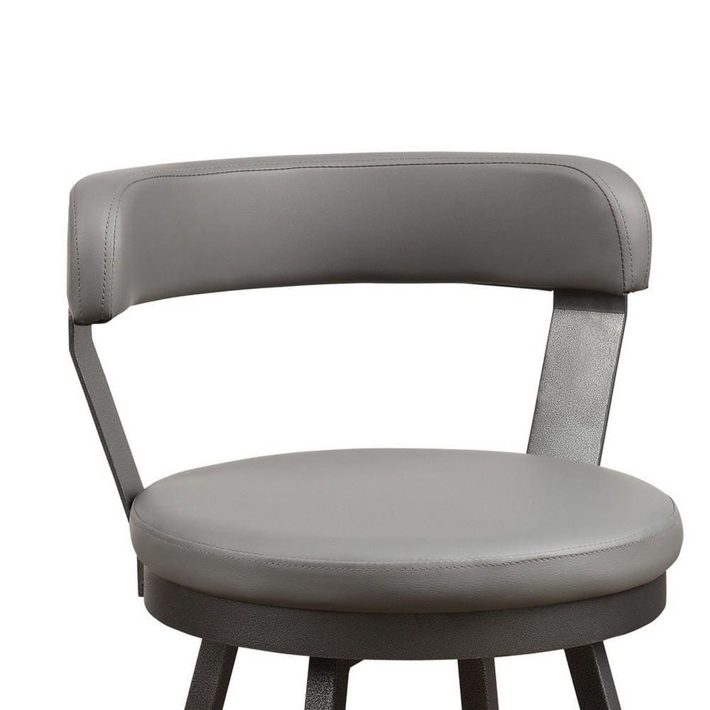25 Leatherette Counter Chair with Metal Legs Set of 2,Gray By Casagear Home BM219931