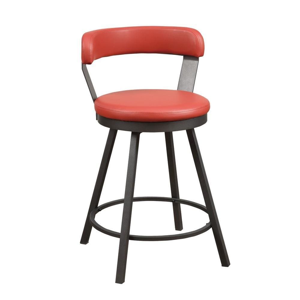 25" Leatherette Counter Chair with Metal Legs, Set of 2, Red By Casagear Home