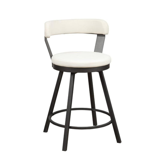 Counter Height Chair | Faux Leather | Metal Slanted Legs | Set of 2 | White
