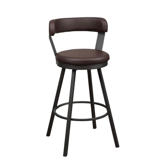 25" Leatherette Pub Chair with Metal Legs, Set of 2, Brown By Casagear Home