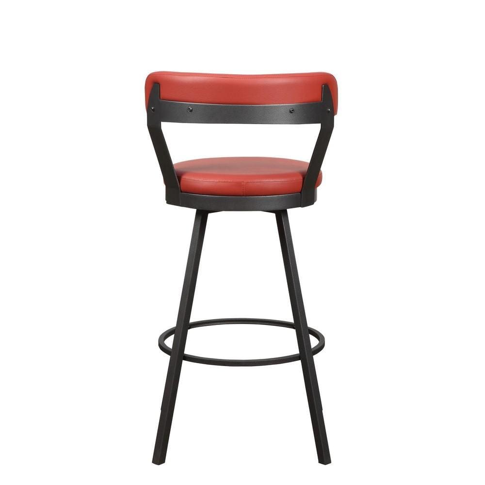25 Leatherette Pub Chair with Metal Legs Set of 2 Red By Casagear Home BM219937
