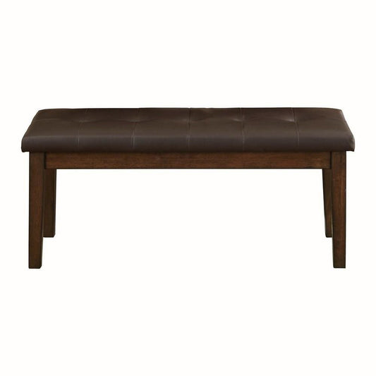 19" Padded Bench with Tufted Seat and Straight Legs, Brown By Casagear Home