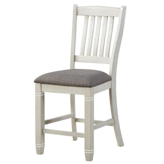Counter Height Chair | Wood | Slatted Back | Set of 2 | Antique White