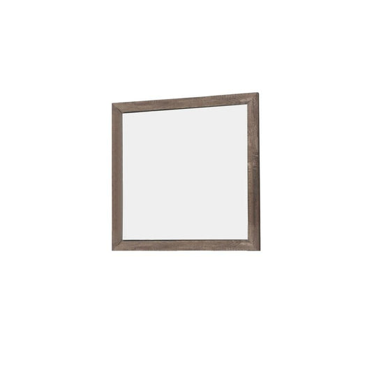 39.5" Square Wood Frame Mirror with Textured Details, Brown By Casagear Home