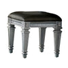 19" Acyrlic Crystal Accented Leatherette Vanity Stool, Gray By Casagear Home