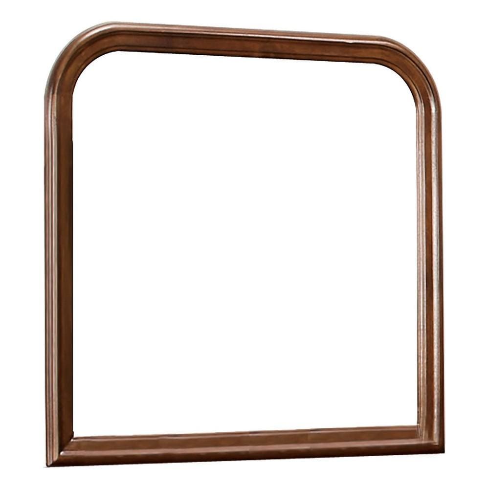 Wood Frame Mirror | Arched Molded Design | Cherry Brown & Silver