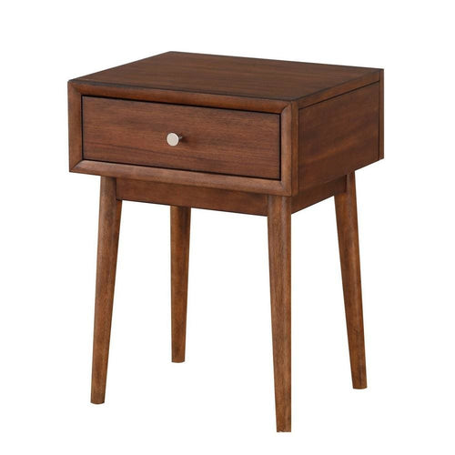 End Table | Wood | 1 Drawer | Splayed Legs | Walnut Brown