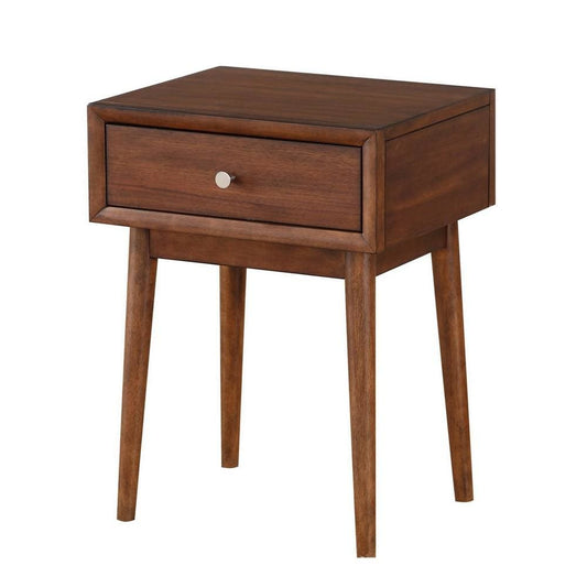 End Table | Wood | 1 Drawer | Splayed Legs | Walnut Brown