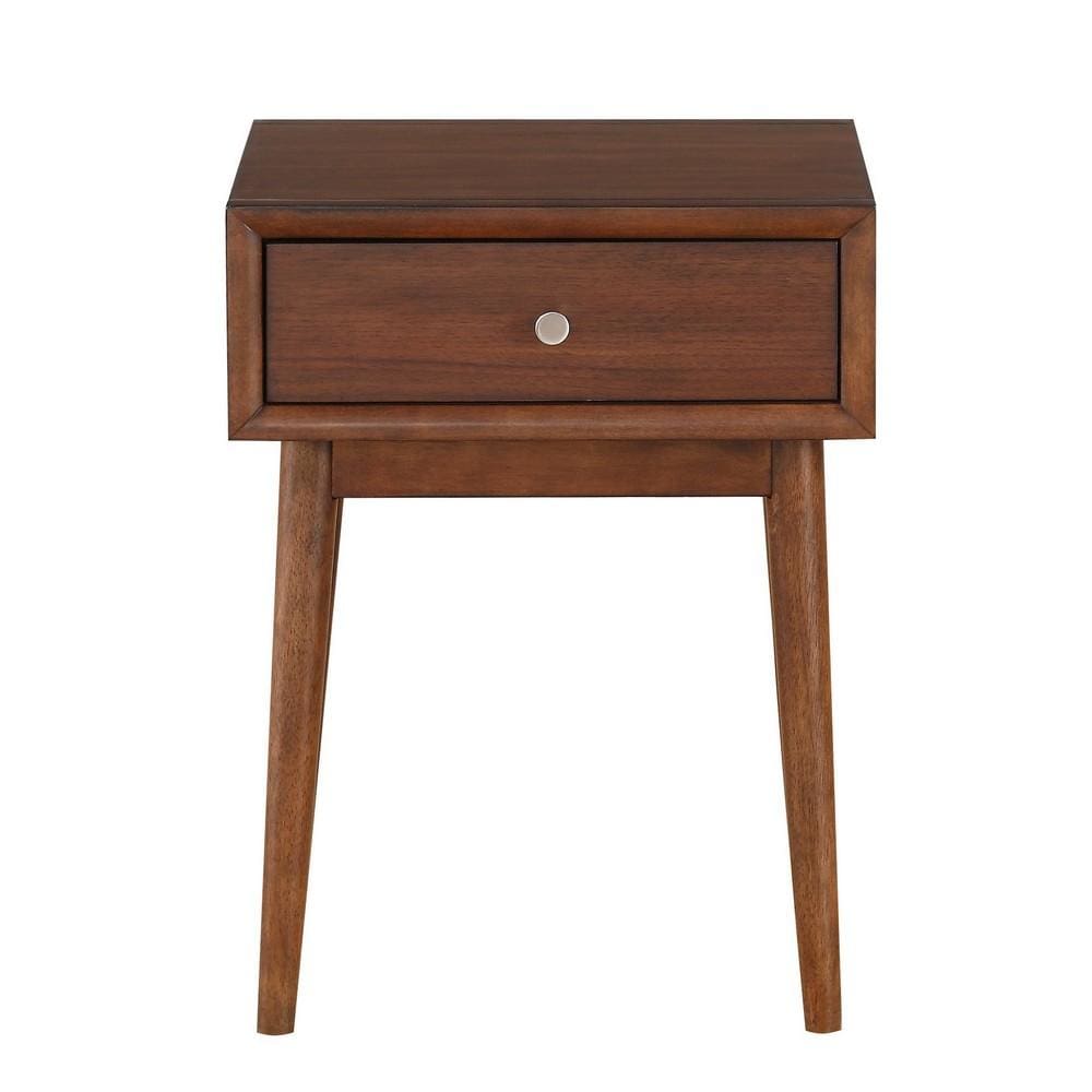 24 1-Drawer Wooden End Table with Splayed Legs Walnut Brown By Casagear Home BM220114
