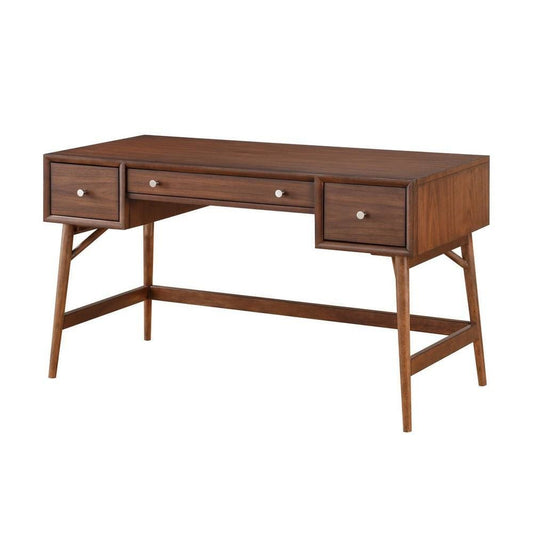 51" 3-Drawer Writing Desk with Splayed Legs, Walnut Brown By Casagear Home