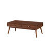 48" 2-Drawer Coffee Table with Splayed Legs, Walnut Brown By Casagear Home