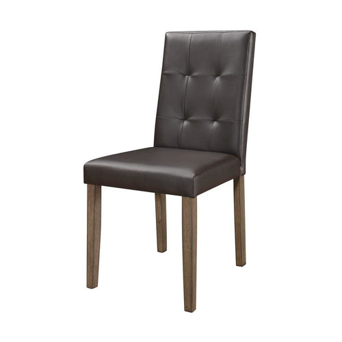 Side Chair | Faux Leather | Tufted Backrest | Set of 2 | Espresso Brown