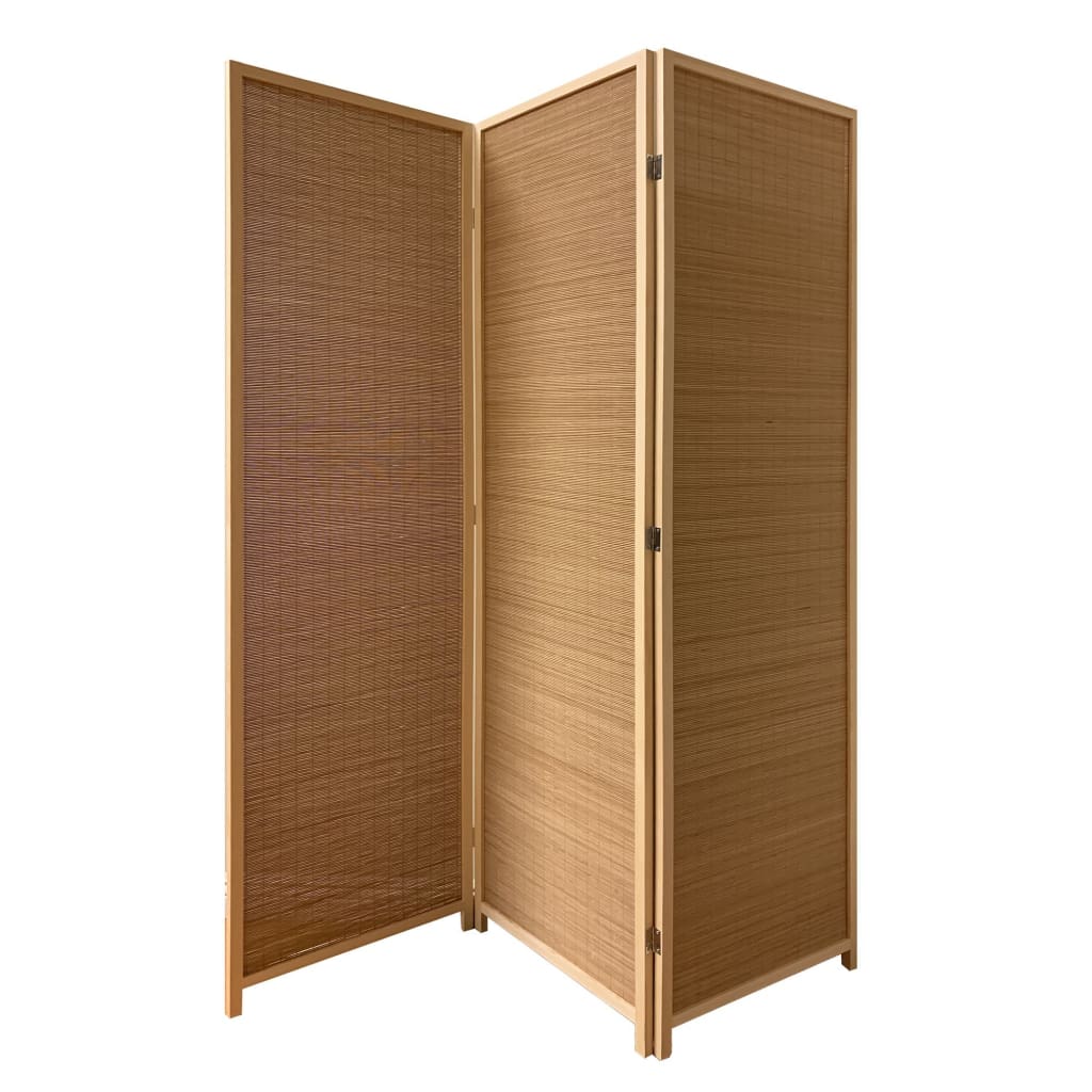 71" 3-Panel Bamboo Shade Roll Room Divider, Natural Brown By Casagear Home