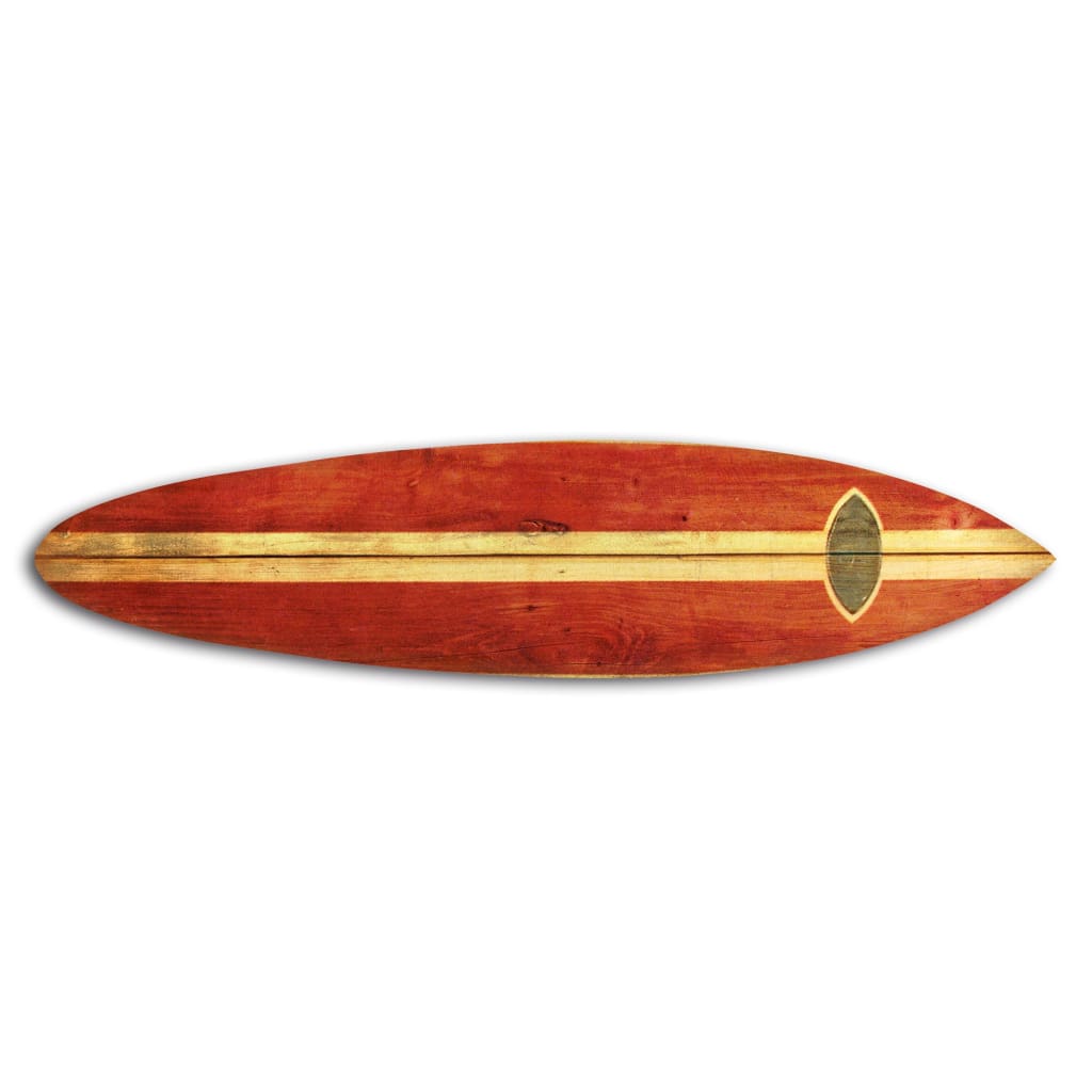 Wooden Surfboard Shaped Wall Art with Mounting Hardware Brown and Red BM220206