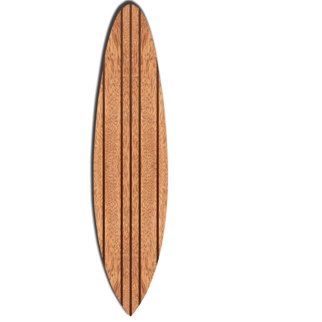 76" Surfboard Shape Wall Art with Block Stripe Print, Brown By Casagear Home