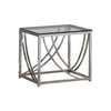 Tempered Glass Top End Table with Metal Tubular Legs, Chrome and Clear By Casagear Home