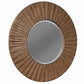 35" Round Mirror with Sunburst Design Wooden Frame, Brown By Casagear Home