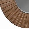 35 Round Mirror with Sunburst Design Wooden Frame Brown By Casagear Home BM220483