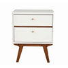 26" 2-Drawer Nightstand with Angled Legs, White and Brown By Casagear Home