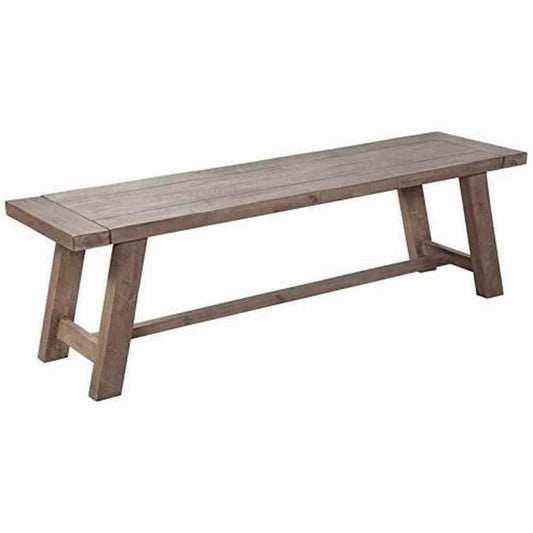 60" Farmhouse Dining Bench with Slanted Trestle Base, Brown By Casagear Home