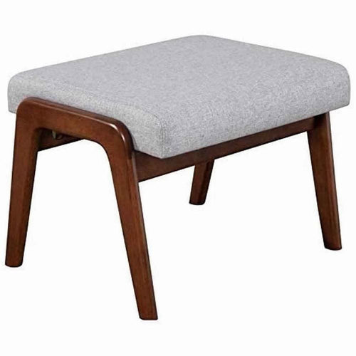 Footrest | Wood | Fabric Upholstered Padded Top | Gray & Brown