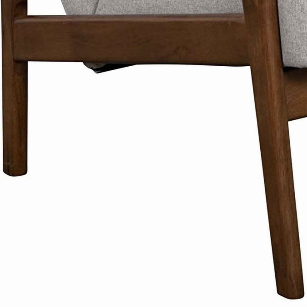 Fabric Padded Mid Century Wooden Lounge Chair Gray & Brown By Casagear Home BM220535
