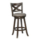 Barstool | Curved Back Swivel | Faux Leather Seat | Set of 2 | Gray & Brown