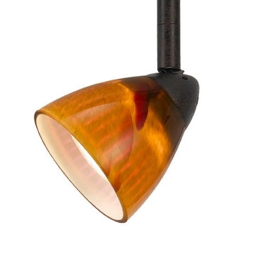 Glass Shade Track Light Head with Metal Frame, Yellow and Dark Bronze By Casagear Home