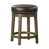 25 Inch Counter Height Swivel Stool, Nailhead Trim, Leatherette Seat, Set of 2, Brown By Casagear Home