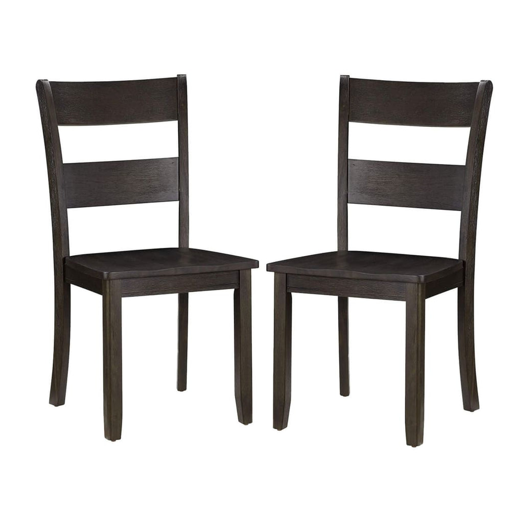 Transitional Wood Side Chair | Ladder Backrest | Set of 2 | Dark Brown