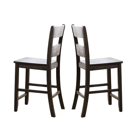 41" Ladder Back Counter Height Side Chair, Set of 2, Brown By Casagear Home