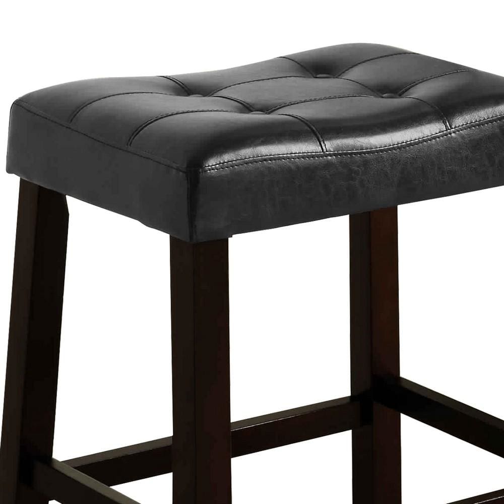 30.5 Wooden Stool with Saddle Seat Set of 2 Black & Brown By Casagear Home BM221551