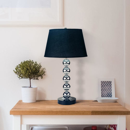 Modern Table Lamp | 27" | Spindle Design Body | Set of 2 | Black & Chrome