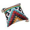 24 x 24 Square Handwoven Cotton Dhurrie Accent Throw Pillow Aztec Kilim Pattern Tassels Multicolor By The Urban Port BM221676