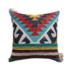 24 x 24 Square Handwoven Cotton Dhurrie Accent Throw Pillow, Aztec Kilim Pattern, Tassels, Multicolor By The Urban Port