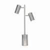 Metal Frame Table Lamp | Dual Light | 26" | Cylindrical Shade | Silver