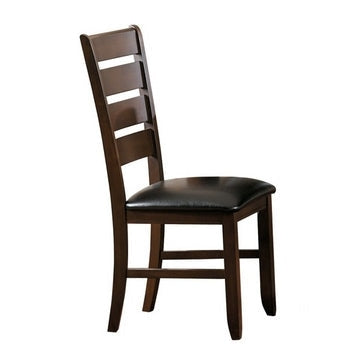 Faux Leather Upholstered Wooden Side Chair with Ladder Back Design, Brown By Casagear Home