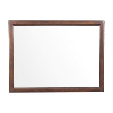 38 Inch Wooden Landscape Mirror, Molded Details, Dual Texture, Brown By Casagear Home