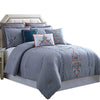 Odense King Comforter Set | 8 Pieces | Floral Embroidery | Multicolor