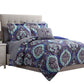 Split 6 Piece Reversible Printed Twin Size Complete Bed Set , Blue By Casagear  Home