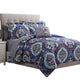 Split Full Bed Set | 8 Pieces | Reversible Printed | Blue