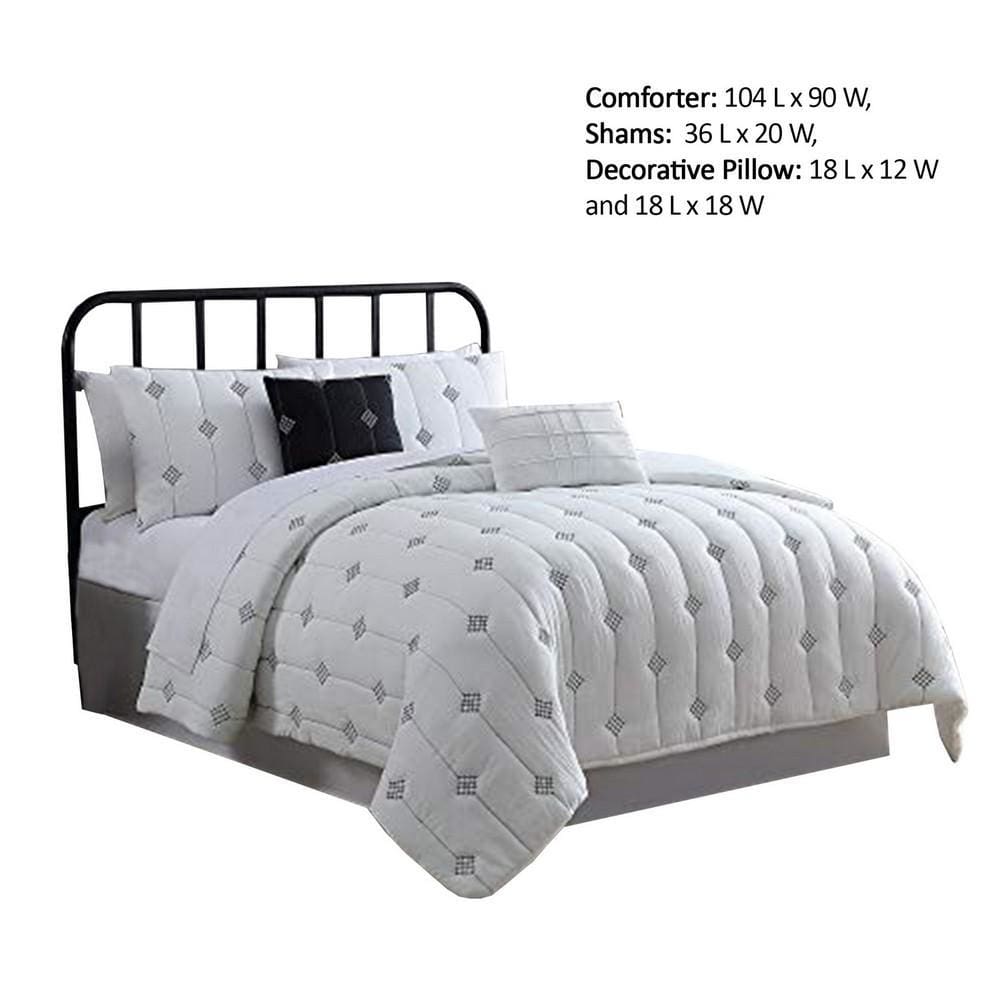Bucharest 5 Piece Embroidered King Comforter Set with Pleats White By Casagear Home BM222799