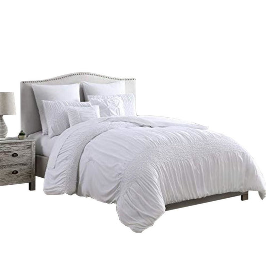 Hamburg King Comforter Set | 7 Pieces | Textured Details | White