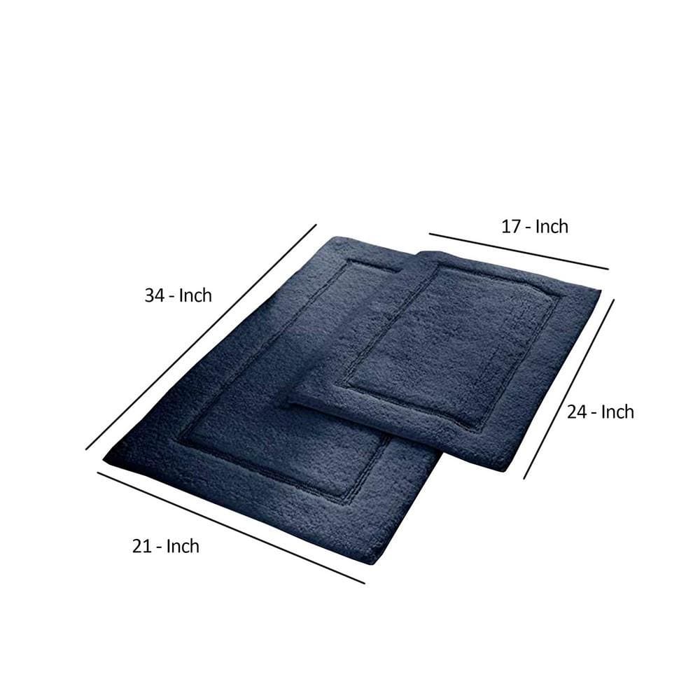 Nantes 2 Piece Fabric Bath Mat with Non Slippery Back Dark Blue By Casagear Home BM222845