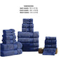 Bergamo 18 Piece Spun loft Towel Set with Striped Pattern Dark Blue By Casagear Home BM222875