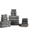 Bergamo Towel Set | 18 Piece | Spun Loft | Twill Weave | Charcoal Gray
