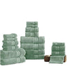 Bergamo Towel Set | 18 Piece | Spun Loft | Stripe Pattern | Green