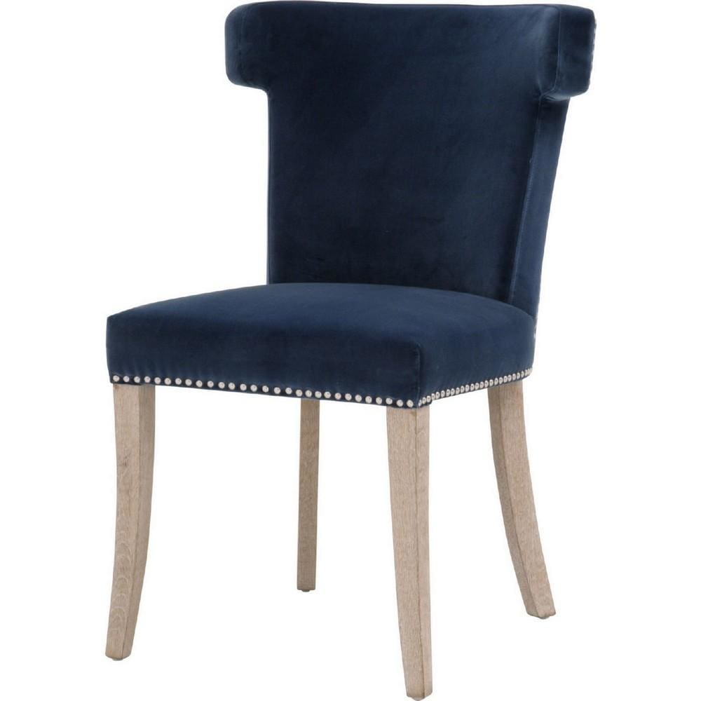Fabric Sculpted Wingback Dining Chair Saber Legs, Blue By Casagear Home