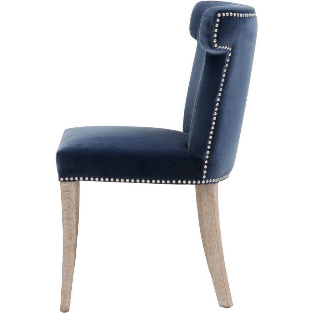 Fabric Sculpted Wingback Dining Chair Saber Legs Set of 2 Blue By Casagear Home BM223000